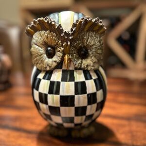 Mackenzie Childs Courtly Check Owl Figurine